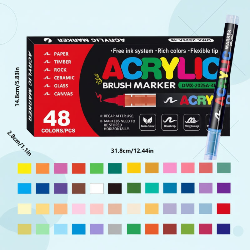 ColorCraft – Créatif et durable – Marqueurs acryliques à pointe pinceau