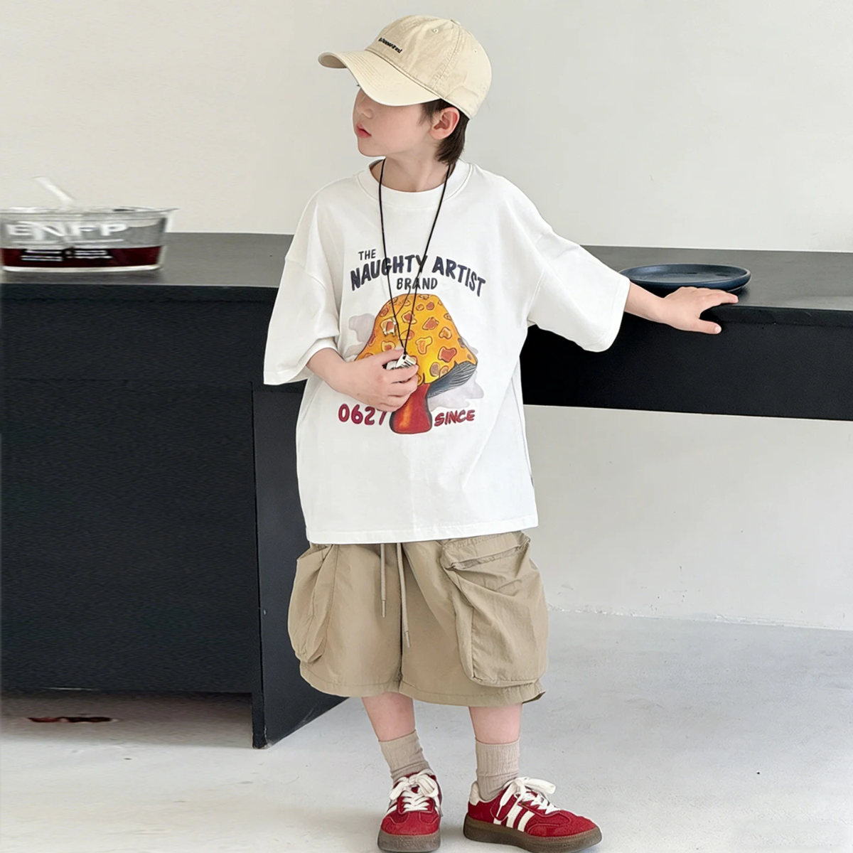 MushroomPlay – Casual & Streetwear – T-shirt oversize à imprimé champignons