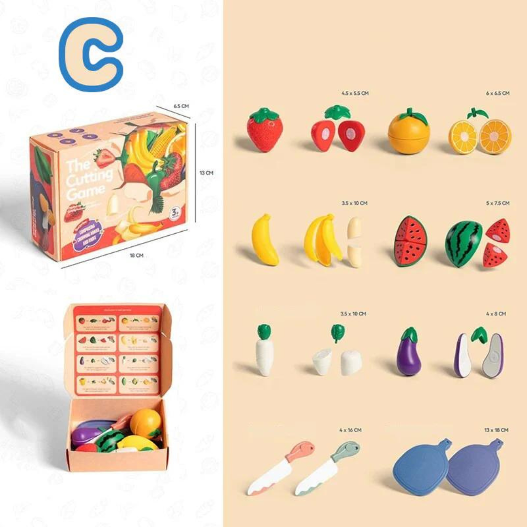 Fruitigo – Apprendre et jouer – Set de découpe de fruits Montessori
