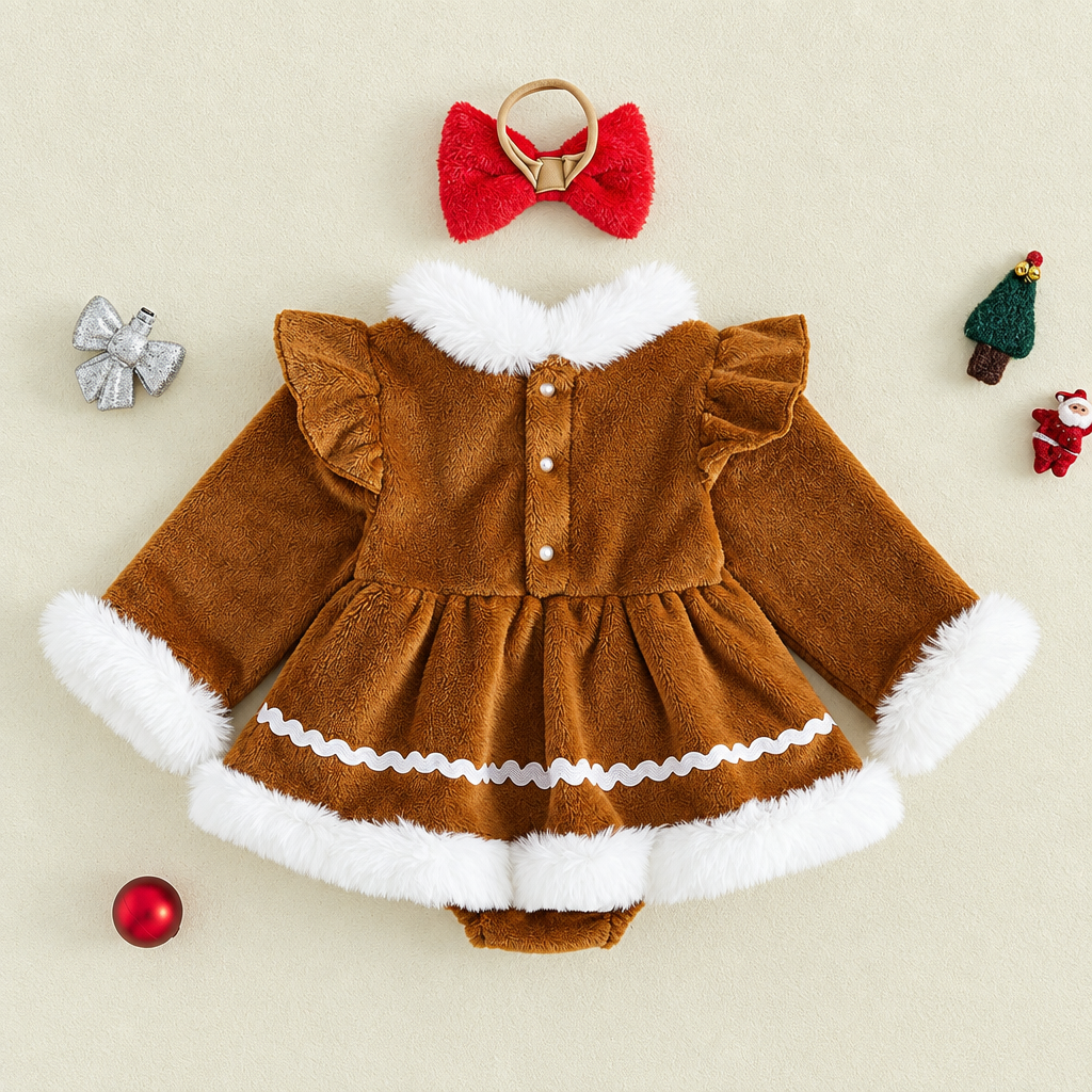 LittleGinger – Chaleureux et festif – Combinaison de Noël pour bébé avec bandeau
