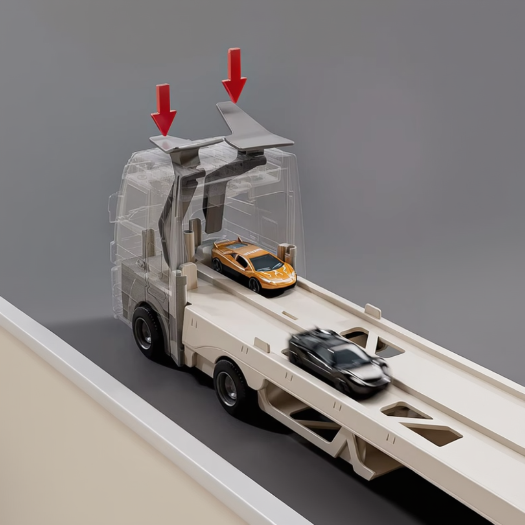 CarHauler – Ludique et aventureux – Kit de jeu « Transporteur de voitures » avec des voitures de course