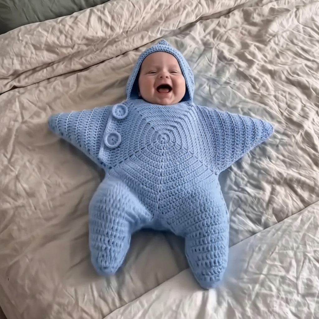 CozyStar – Doux et fait main – Combinaison pour bébé tricotée avec un motif en forme d'étoile