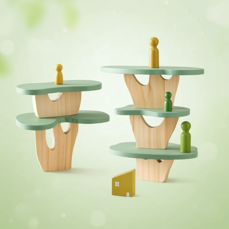 Wooden Forest Blocks – Créativité et développement – Jeu de blocs empilables en bois