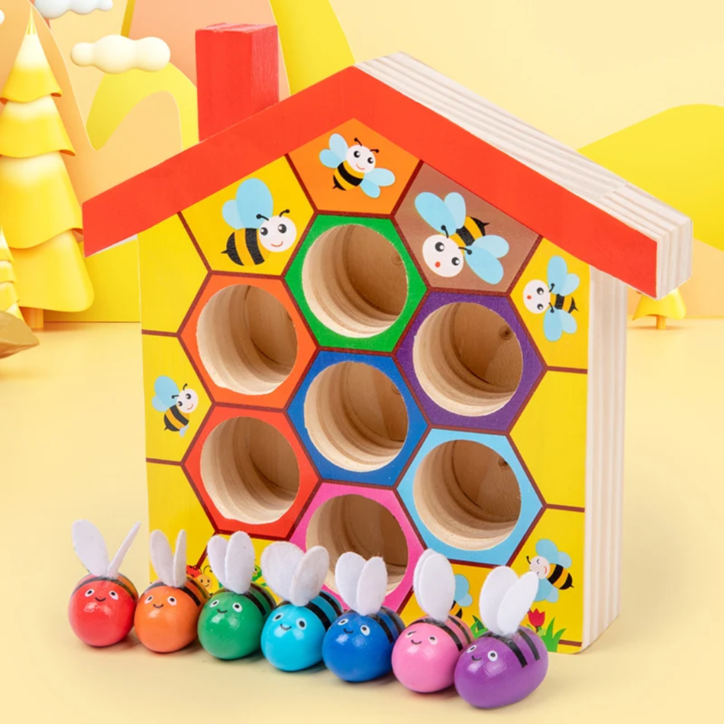 HoneyHive – Montessori & Éducatif – Jeu de tri des abeilles en bois