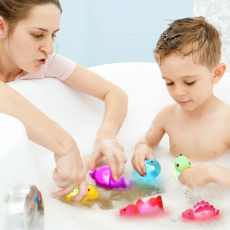 AquaGlow – Sûr et éducatif – Ensemble de jouets de bain lumineux