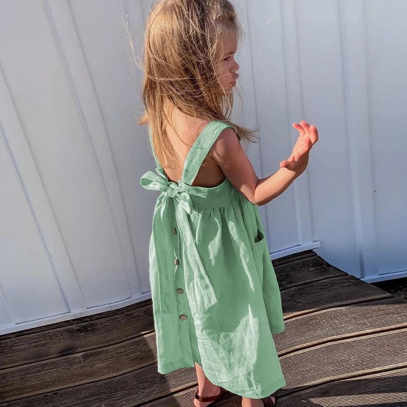 BloomGrace – Mignonne et confortable – Robe pour enfant avec nœud et bretelles réglables