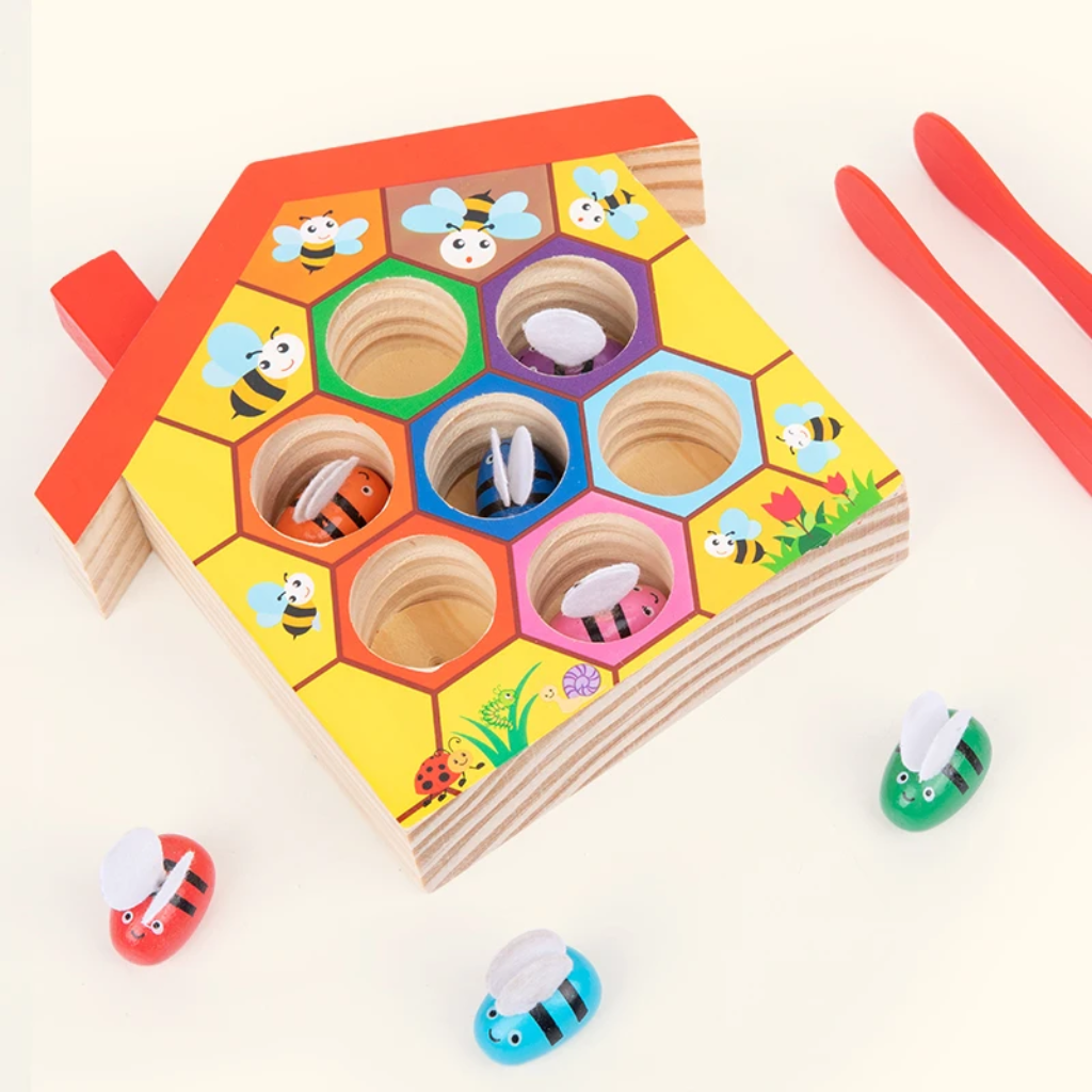 HoneyHive – Montessori & Éducatif – Jeu de tri des abeilles en bois