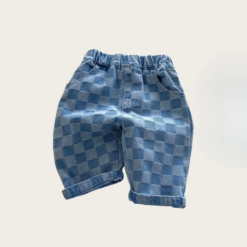 DenimCheck – Confortable et tendance – Pantalon pour enfant à motifs carrés
