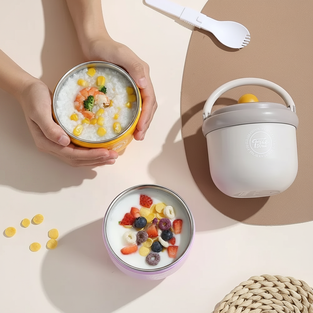 MealMate – Pratique et isolant – Bol à déjeuner en acier inoxydable avec cuillère