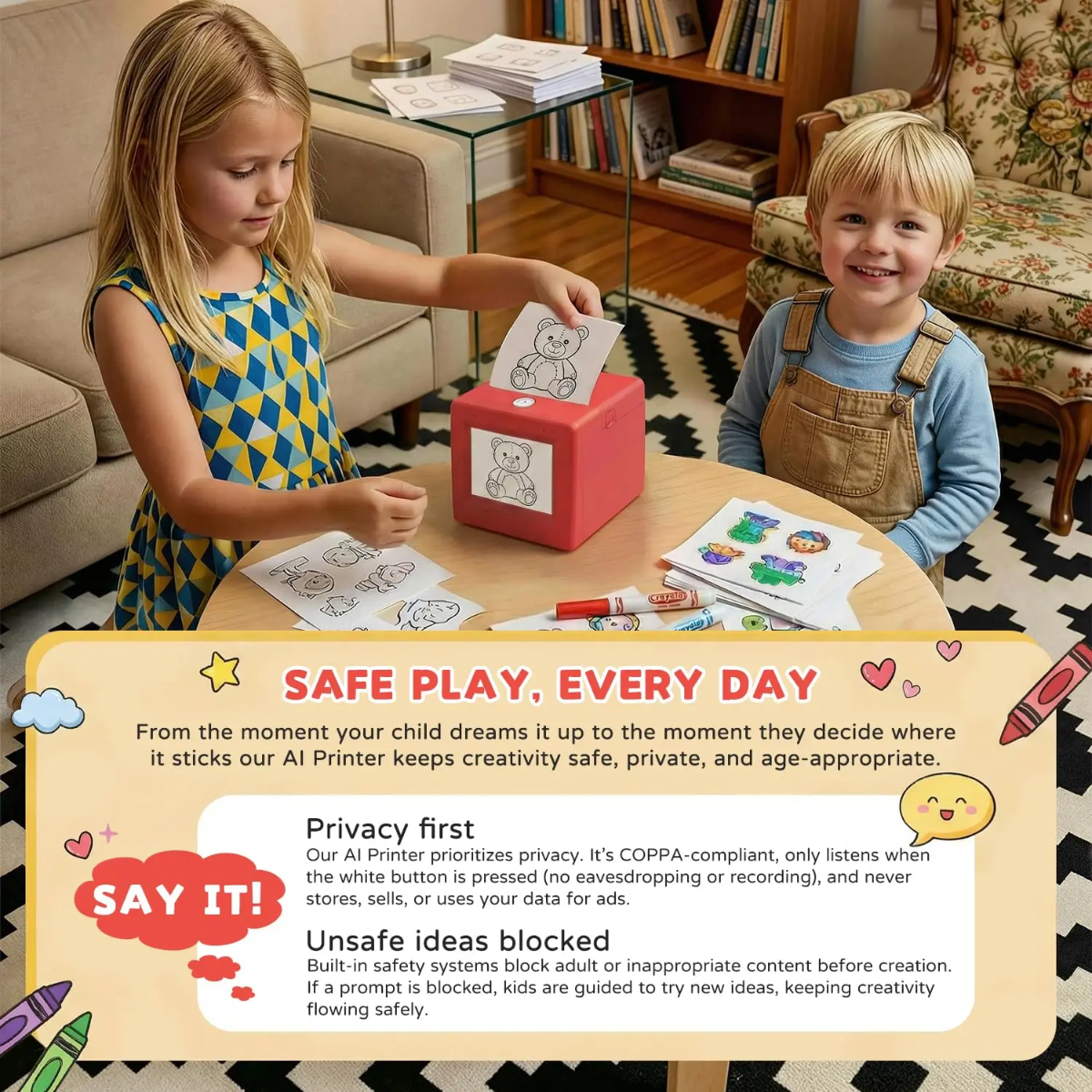 StickerMagic – Éducatif et créatif – Imprimante d'autocollants à IA pour enfants