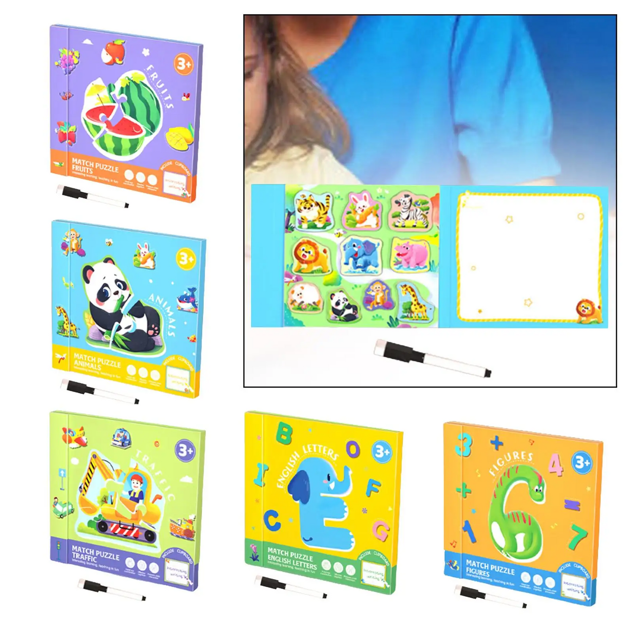 SmartMatch – Ludique et éducatif – Livre magnétique 2-en-1 de dessin et de puzzles