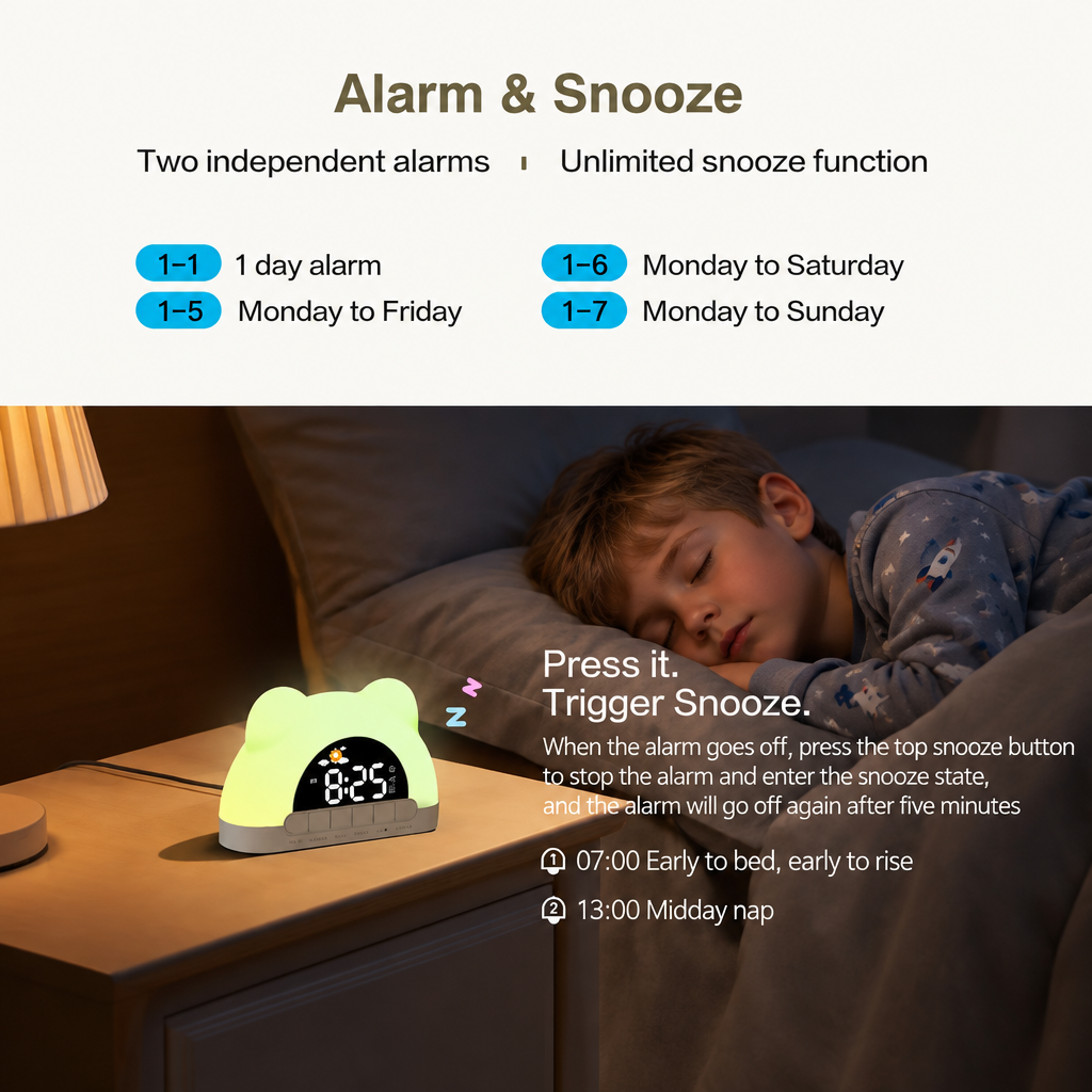 TinySunrise – Douce et fonctionnelle – Réveil numérique avec lumière simulant le lever du soleil