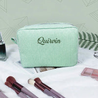 Thumbnail for Striped Name Pouch – Personnalisée et élégante – Trousse à maquillage
