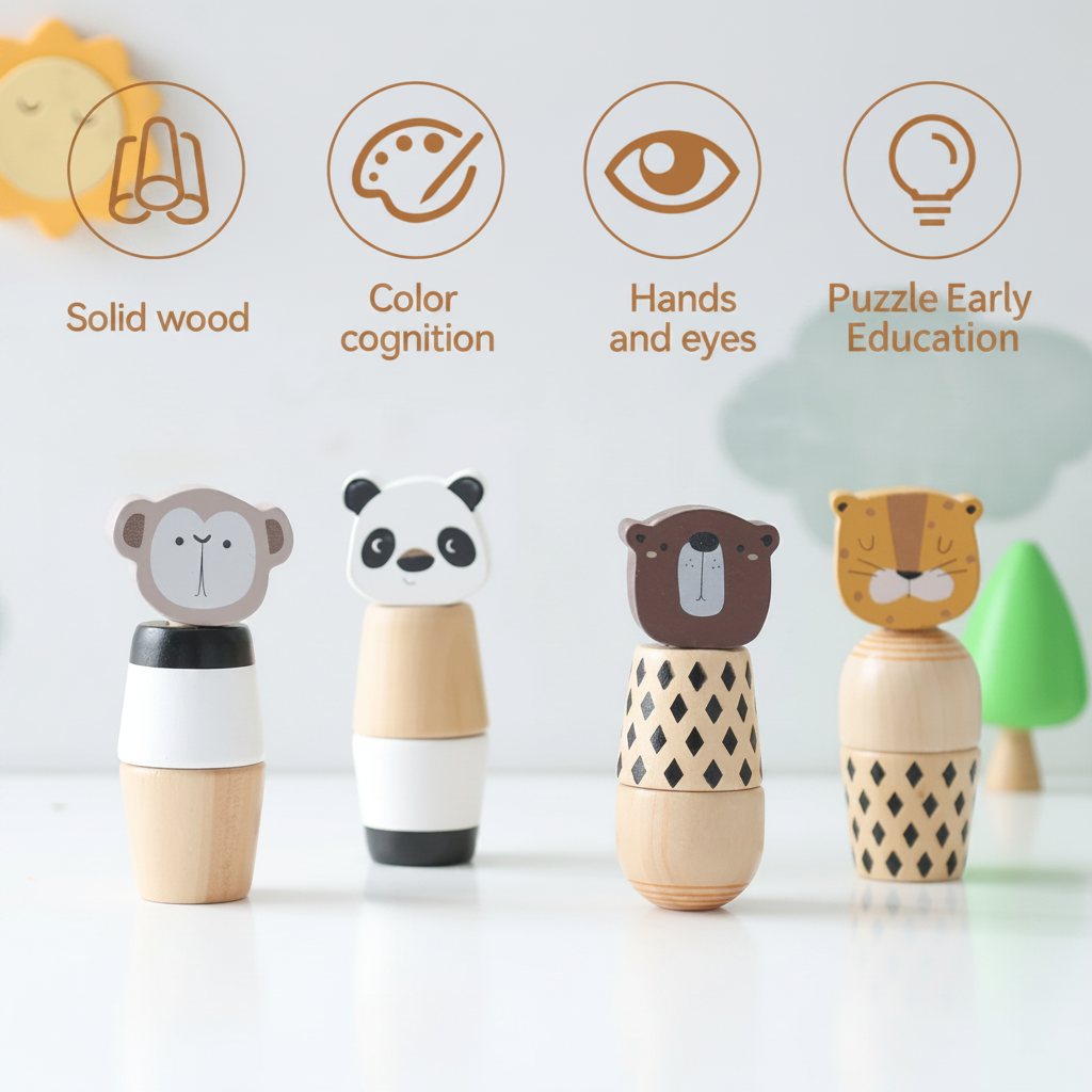 WoodyFriends – Motricité et plaisir – Jouets empilables en bois en forme d'animaux