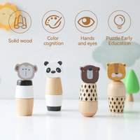 Thumbnail for WoodyFriends – Motricité et plaisir – Jouets empilables en bois en forme d'animaux