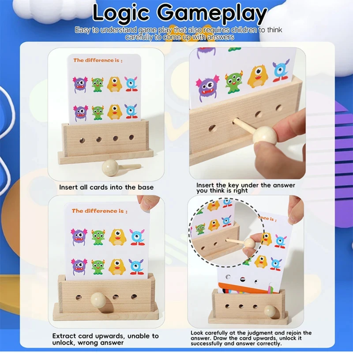 BrainyKids – Logique & Amusant – Jeu de cartes éducatif en bois