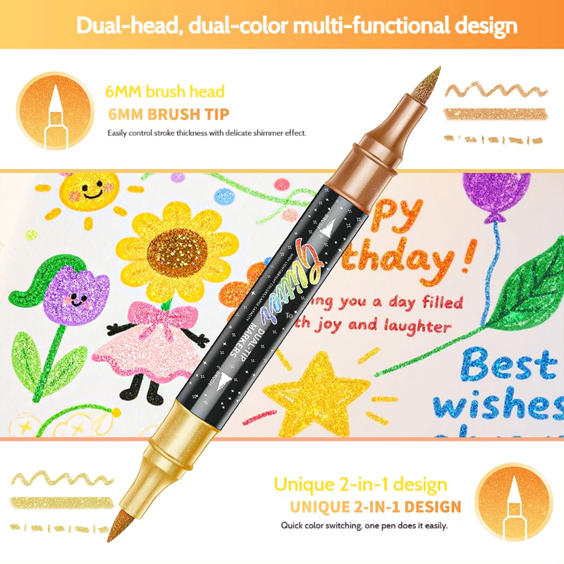 ArtShine – Coloré et pétillant – Coffret de feutres pailletés et lumineux double face