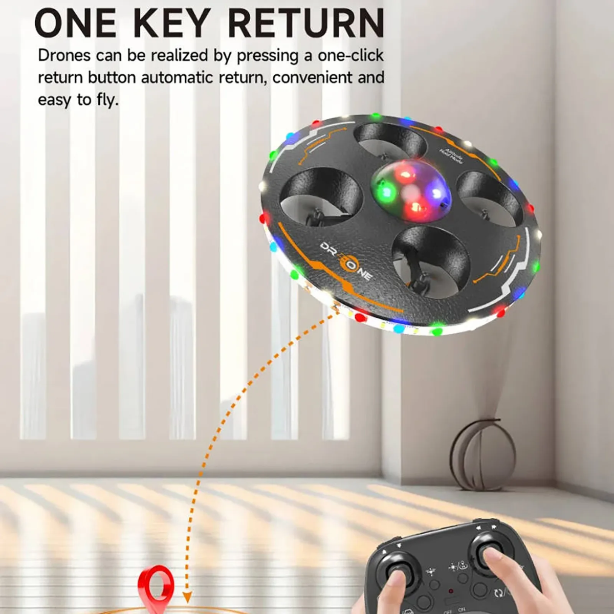 AeroQuest – LED & RC – Drone OVNI volant en suspension