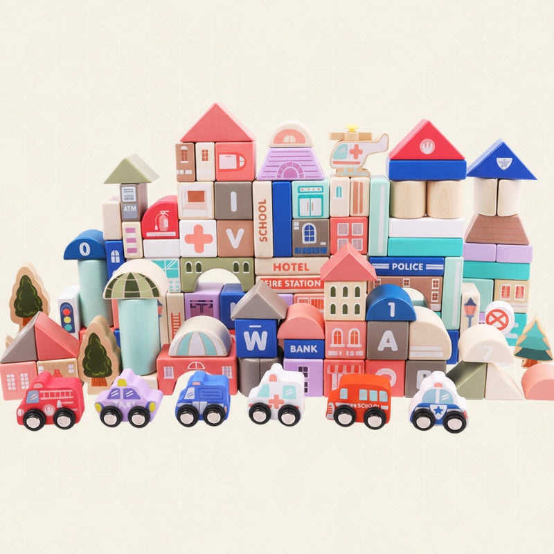 BuildJoy – Éducatif et amusant – Blocs de construction en bois dans la ville