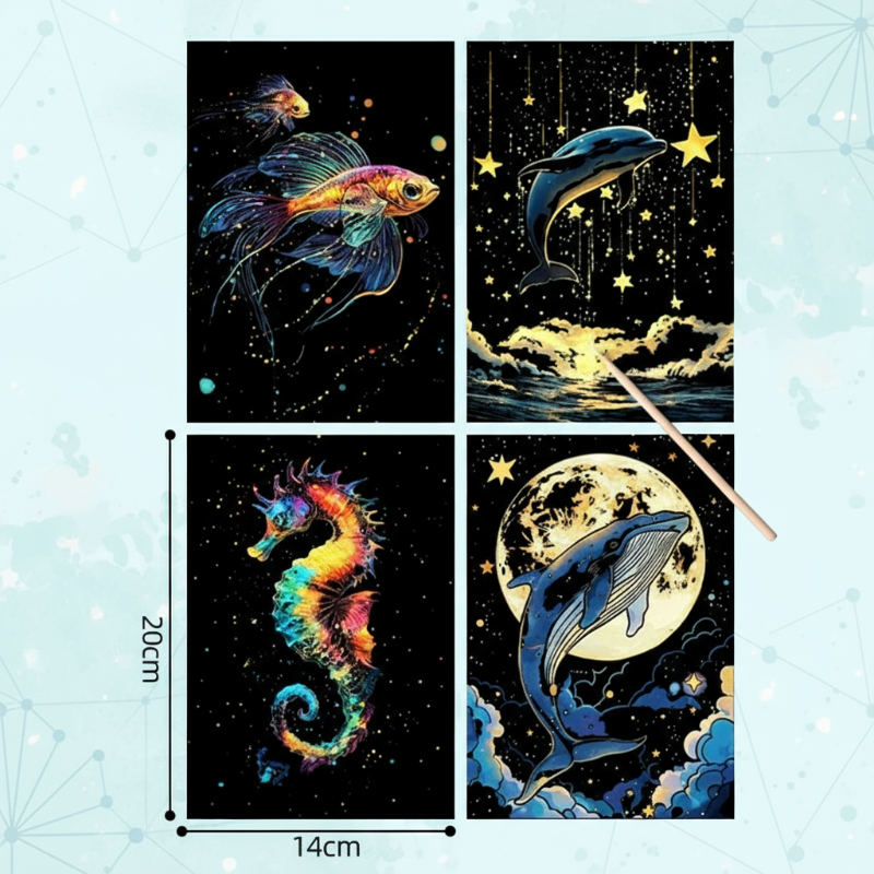 GlowArt – Glow-in-the-dark – Set de cartes à gratter