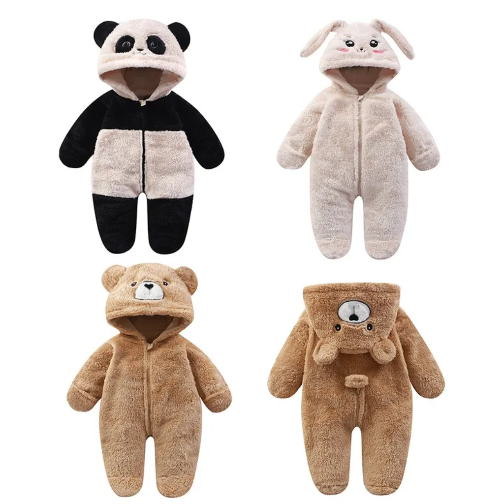 CozyBear – Doux et chaud – Combinaison pour bébé avec capuche à motif animalier
