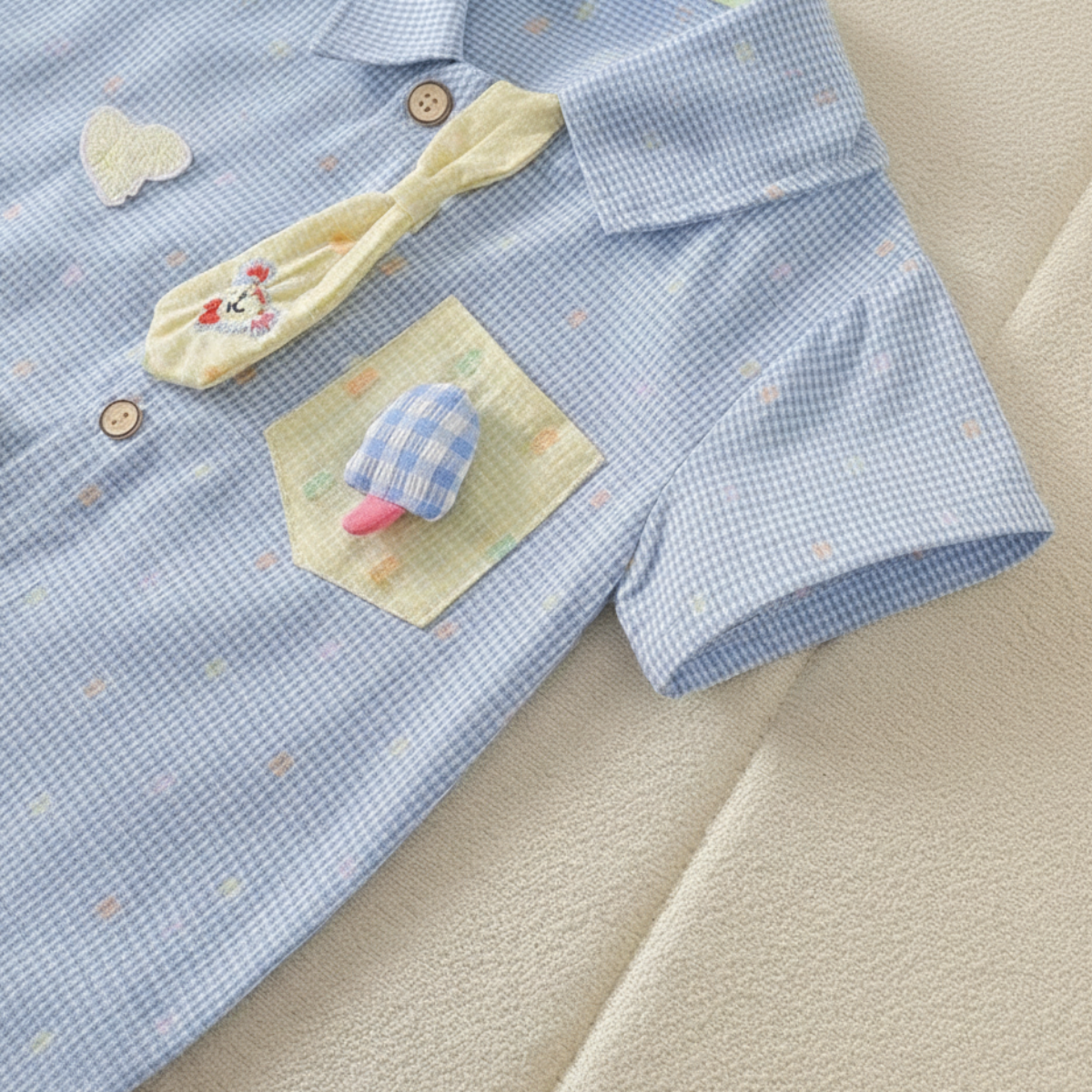 KiddoStyle – Mignon et tout doux – Combinaison pour enfant avec cravate et écusson