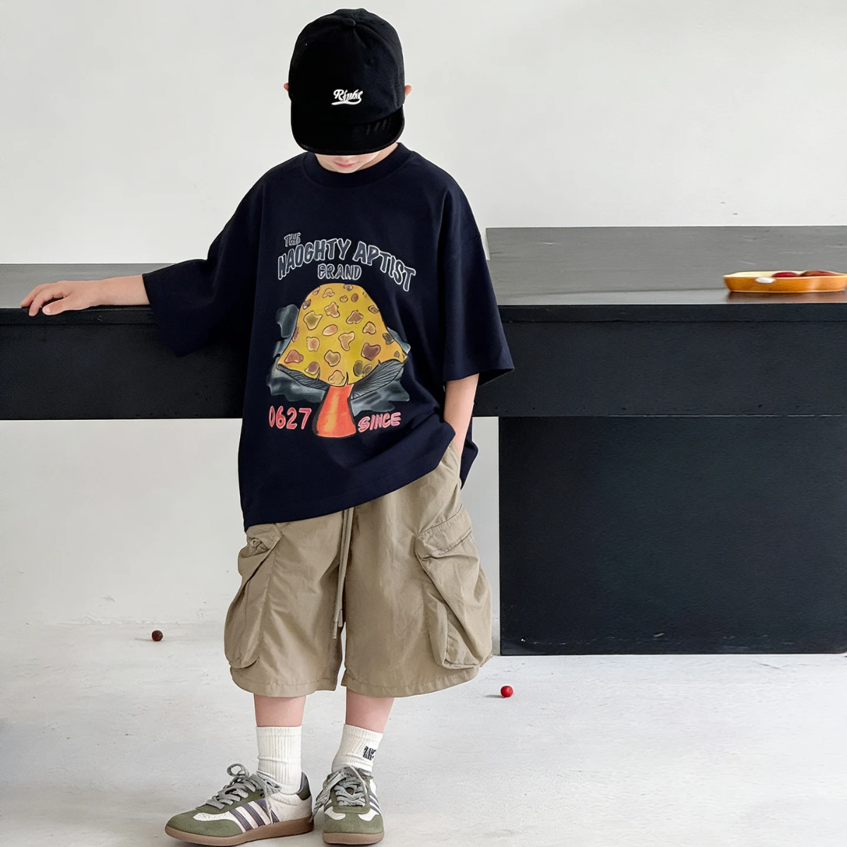 MushroomPlay – Casual & Streetwear – T-shirt oversize à imprimé champignons