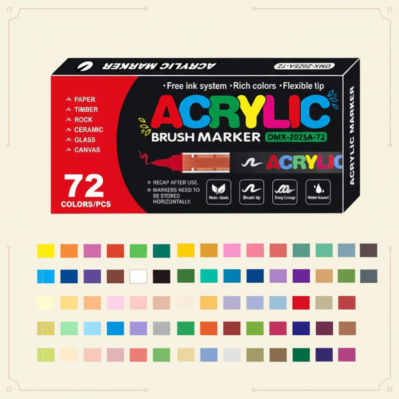 ColorCraft – Créatif et durable – Marqueurs acryliques à pointe pinceau