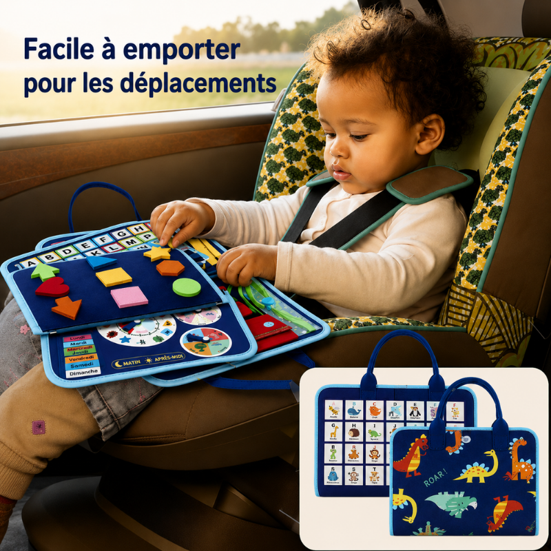 7-in-1 Busy Board – Motricité et apprentissage – Tableau d'activités