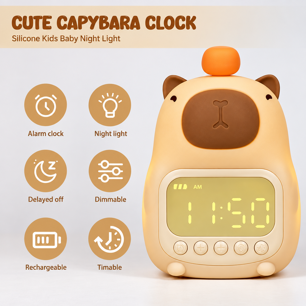 CappyClock – Mignon et polyvalent – Réveil numérique pour enfants avec veilleuse