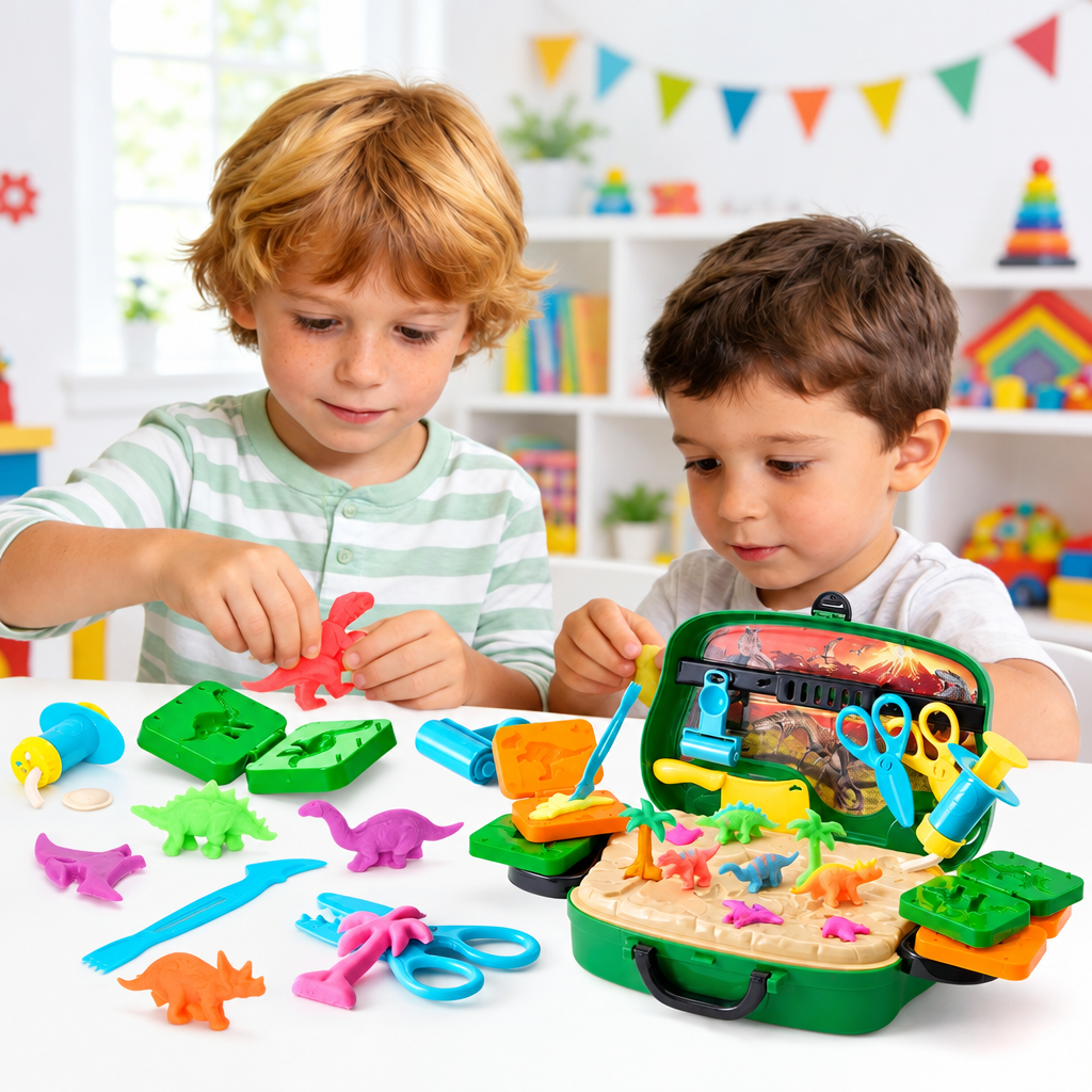 DinoMaker – Créativité et jeu – Kit de modelage « Dinosaures » avec moules et outils