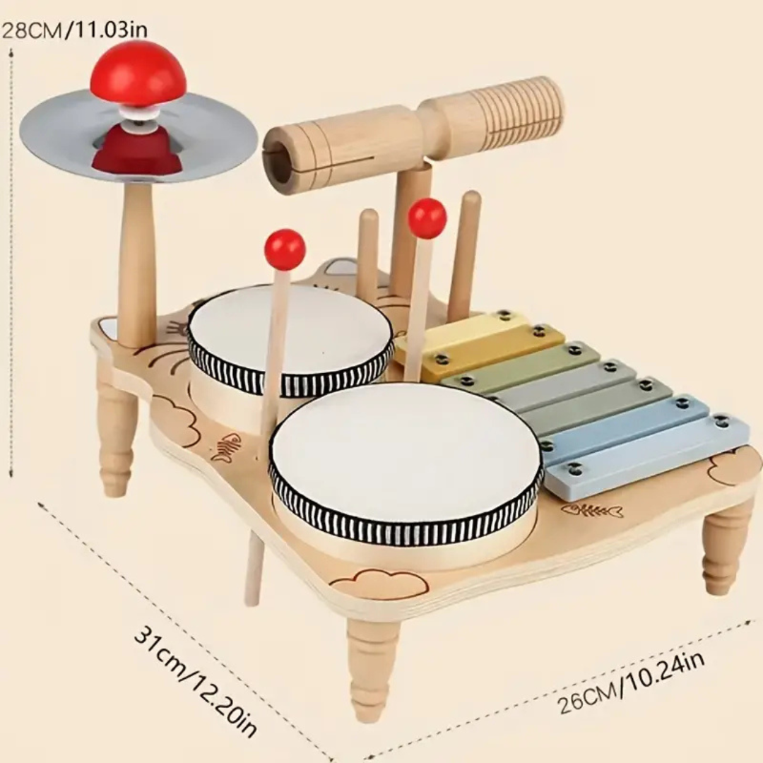 Woods – Musical et éducatif – Batterie en bois pour tout-petits