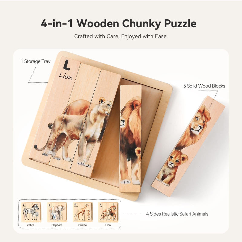 ZooStack – Bois & Interactif – Puzzle animaux en blocs