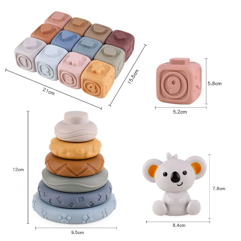 Koala Cubes™ - Tour à empiler - Jouets à mâcher pour bébés