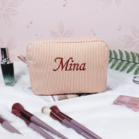 Thumbnail for Striped Name Pouch – Personnalisée et élégante – Trousse à maquillage