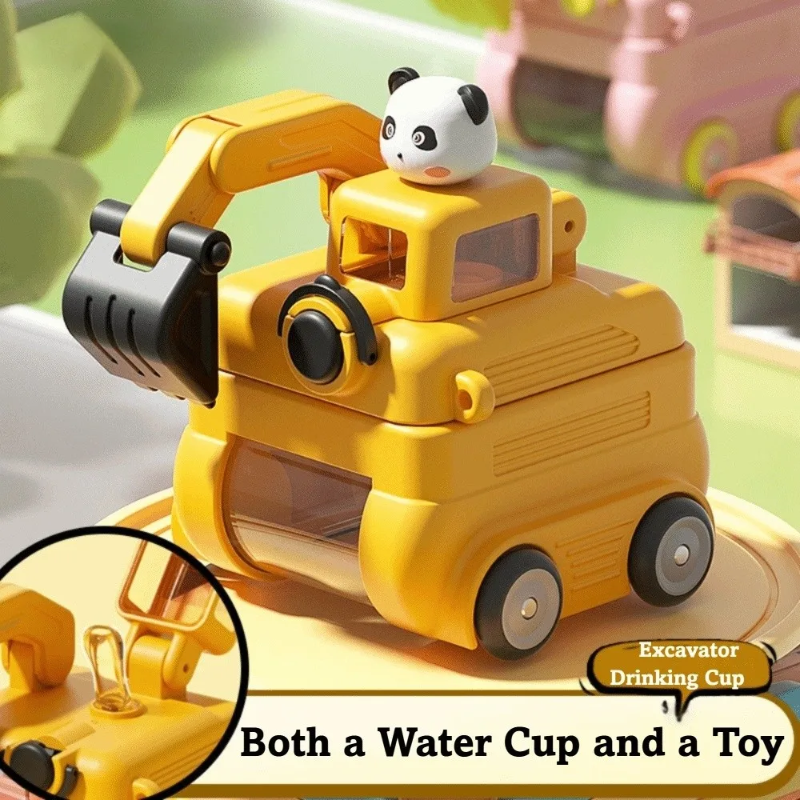 TinyExcavators – Unique et fonctionnelle – Bouteille d'eau « pelleteuse » avec paille