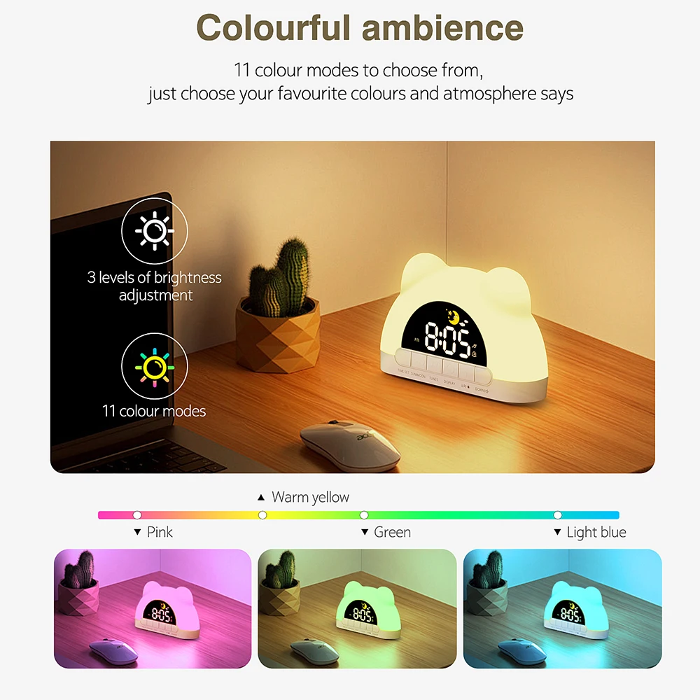 TinySunrise – Douce et fonctionnelle – Réveil numérique avec lumière simulant le lever du soleil