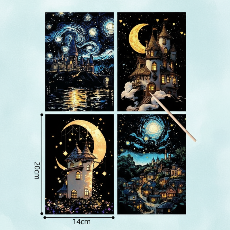 GlowArt – Glow-in-the-dark – Set de cartes à gratter