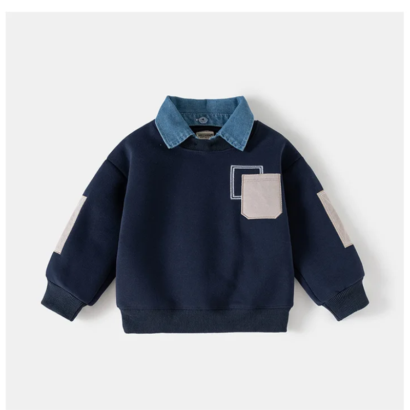CoolJunior – Chaleureux et élégant – Pull pour garçon avec col en denim