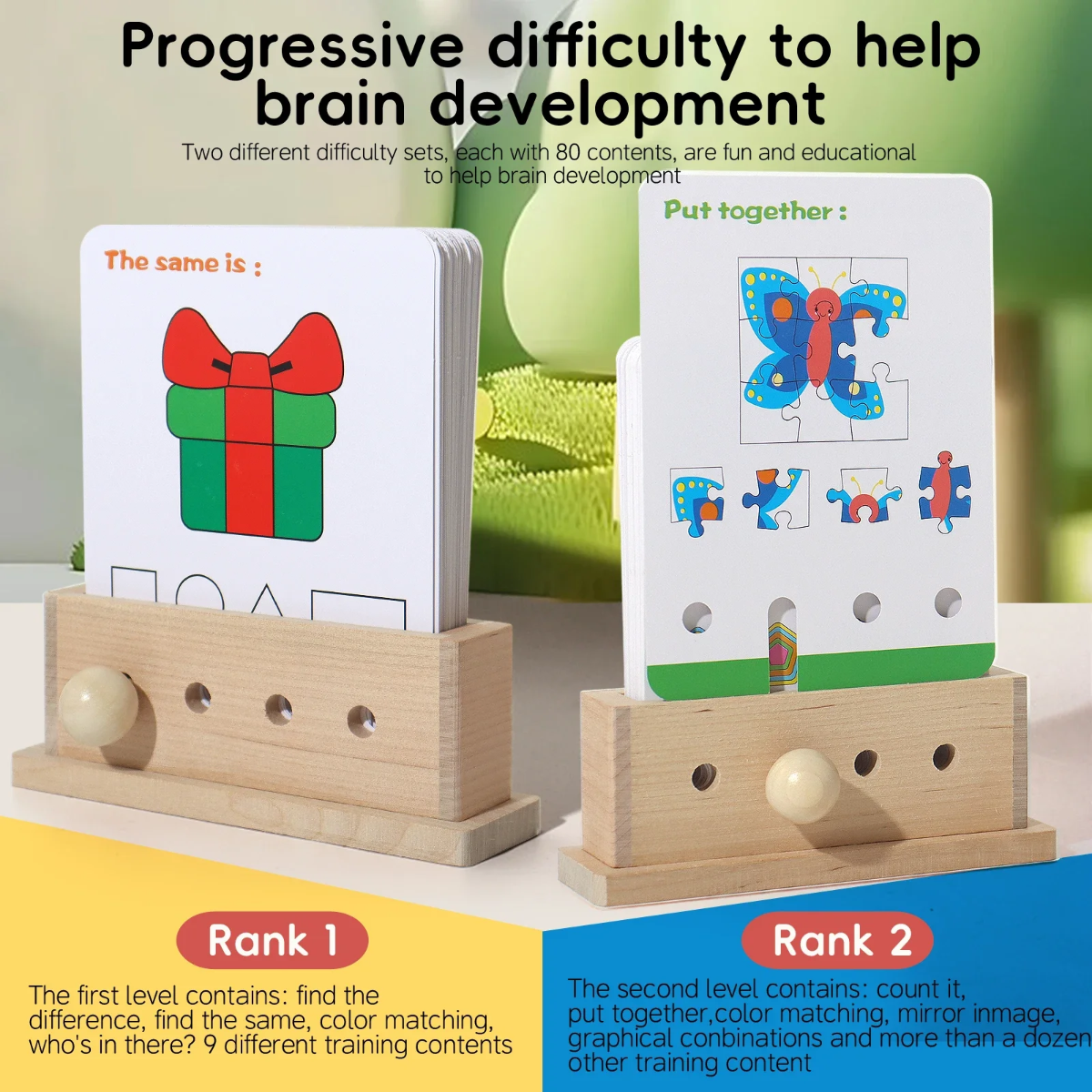 BrainyKids – Logique & Amusant – Jeu de cartes éducatif en bois