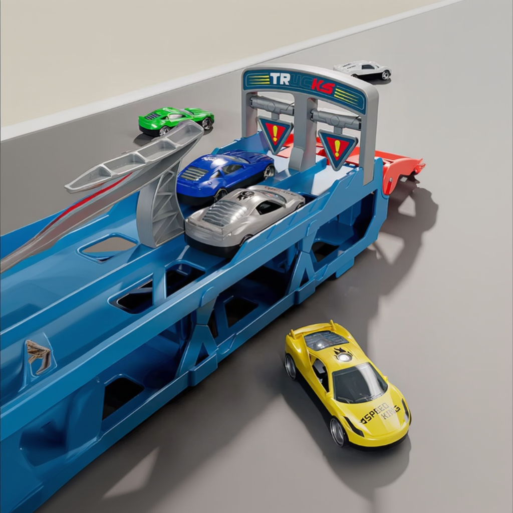 CarHauler – Ludique et aventureux – Kit de jeu « Transporteur de voitures » avec des voitures de course
