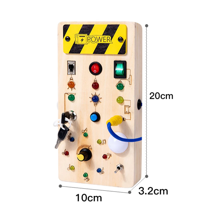 TinyTech – Tableau d'activités en bois avec lumières et interrupteurs – Jouet éducatif