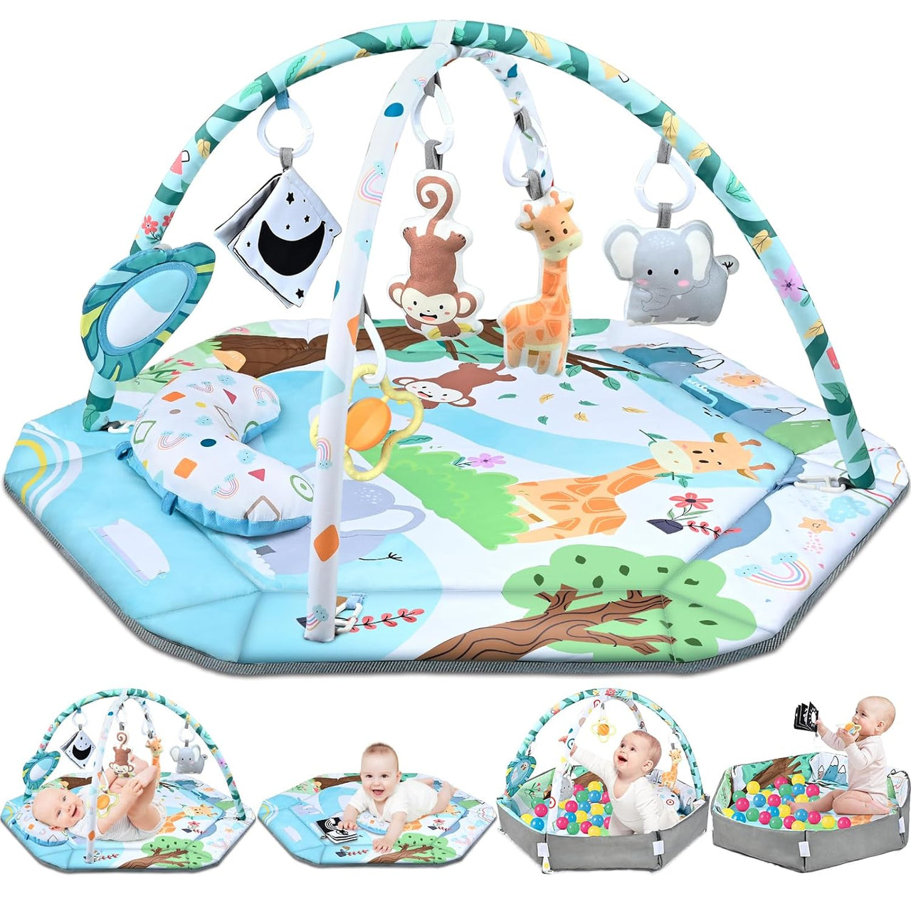SensoryHaven – 8-en-1 Croissance & Jeu – Tapis de jeu pour bébé