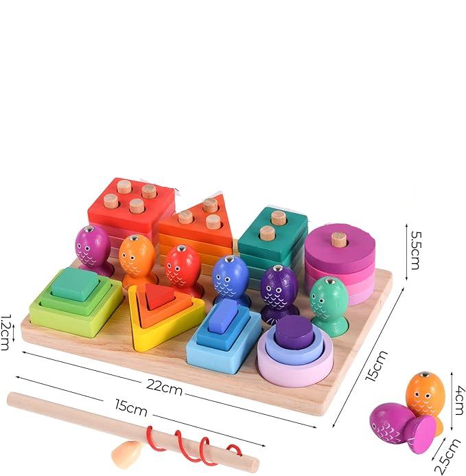 Pêche colorée - Créatif et éducatif - Jeu de pêche en bois