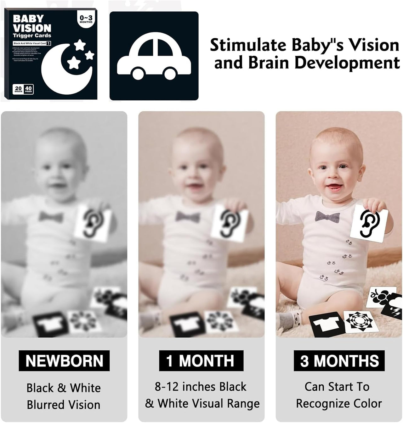 VisionBook – Éducatif et instructif – Livre de cartes sur la cognition chez les bébés