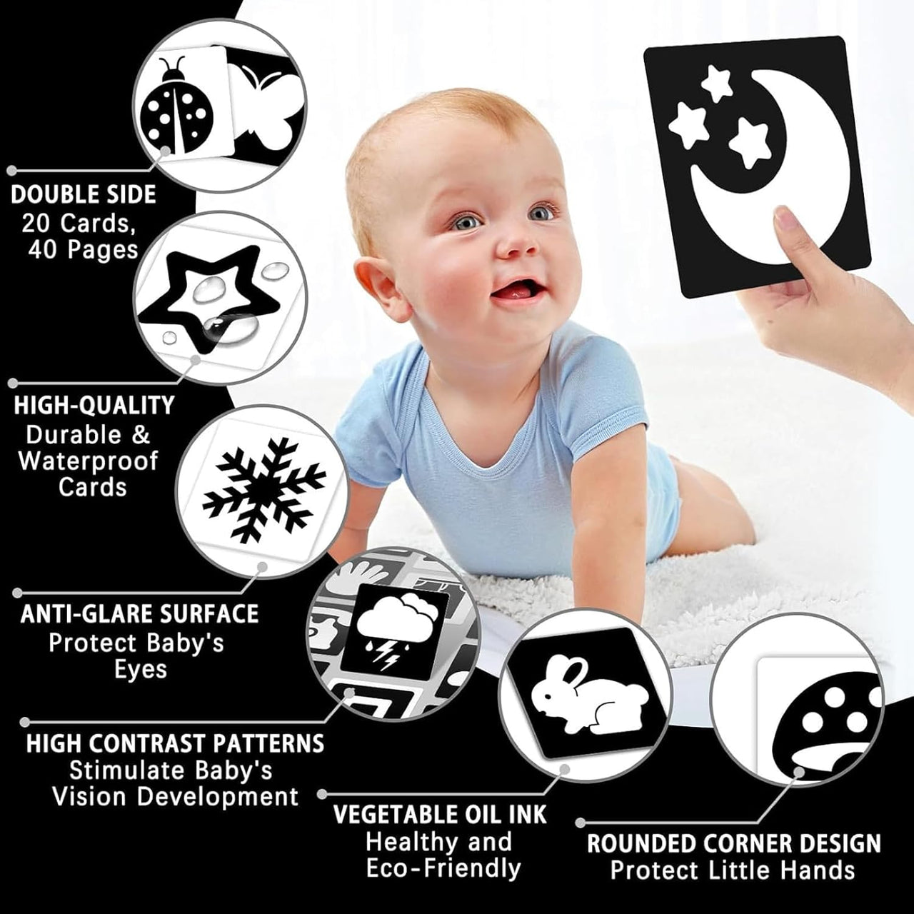 VisionBook – Éducatif et instructif – Livre de cartes sur la cognition chez les bébés