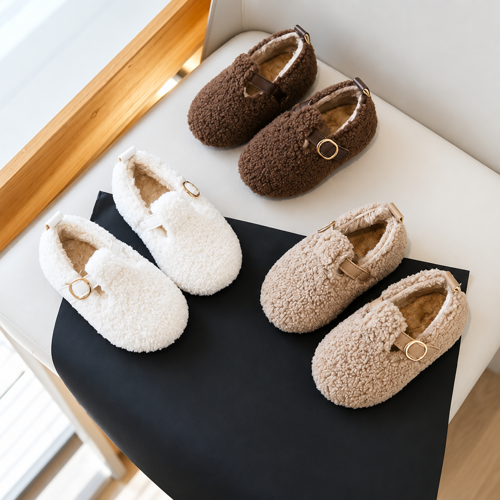 WarmSteps – Confortables et douillets – Chaussons d'hiver en peluche pour enfants
