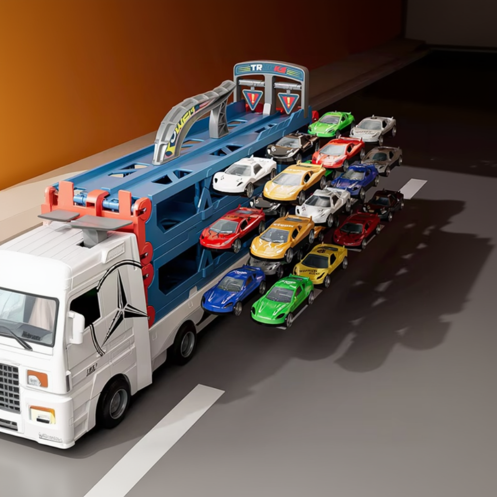 CarHauler – Ludique et aventureux – Kit de jeu « Transporteur de voitures » avec des voitures de course