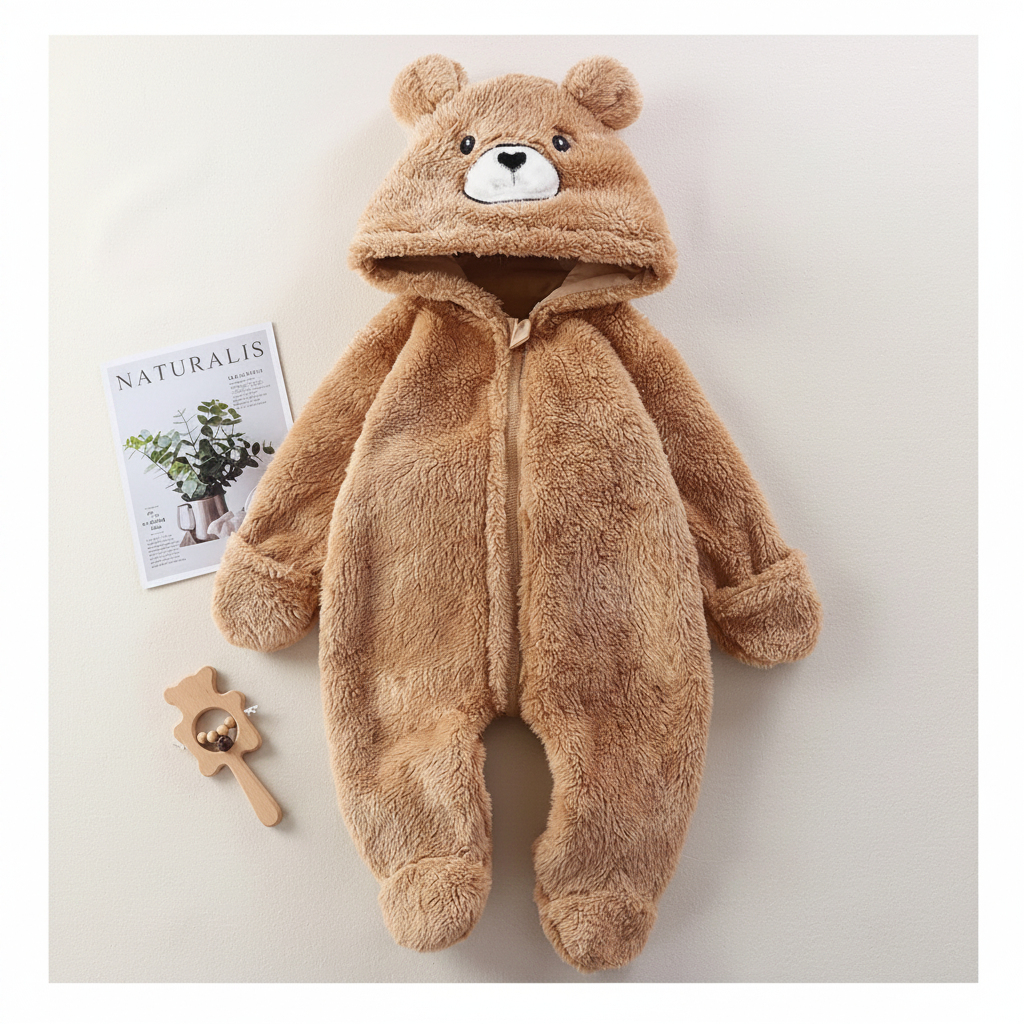 CozyBear – Doux et chaud – Combinaison pour bébé avec capuche à motif animalier