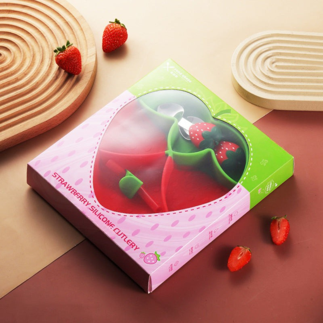 MiniMeal – Sûr et antidérapant – Set de vaisselle en silicone pour tout-petits avec couverts